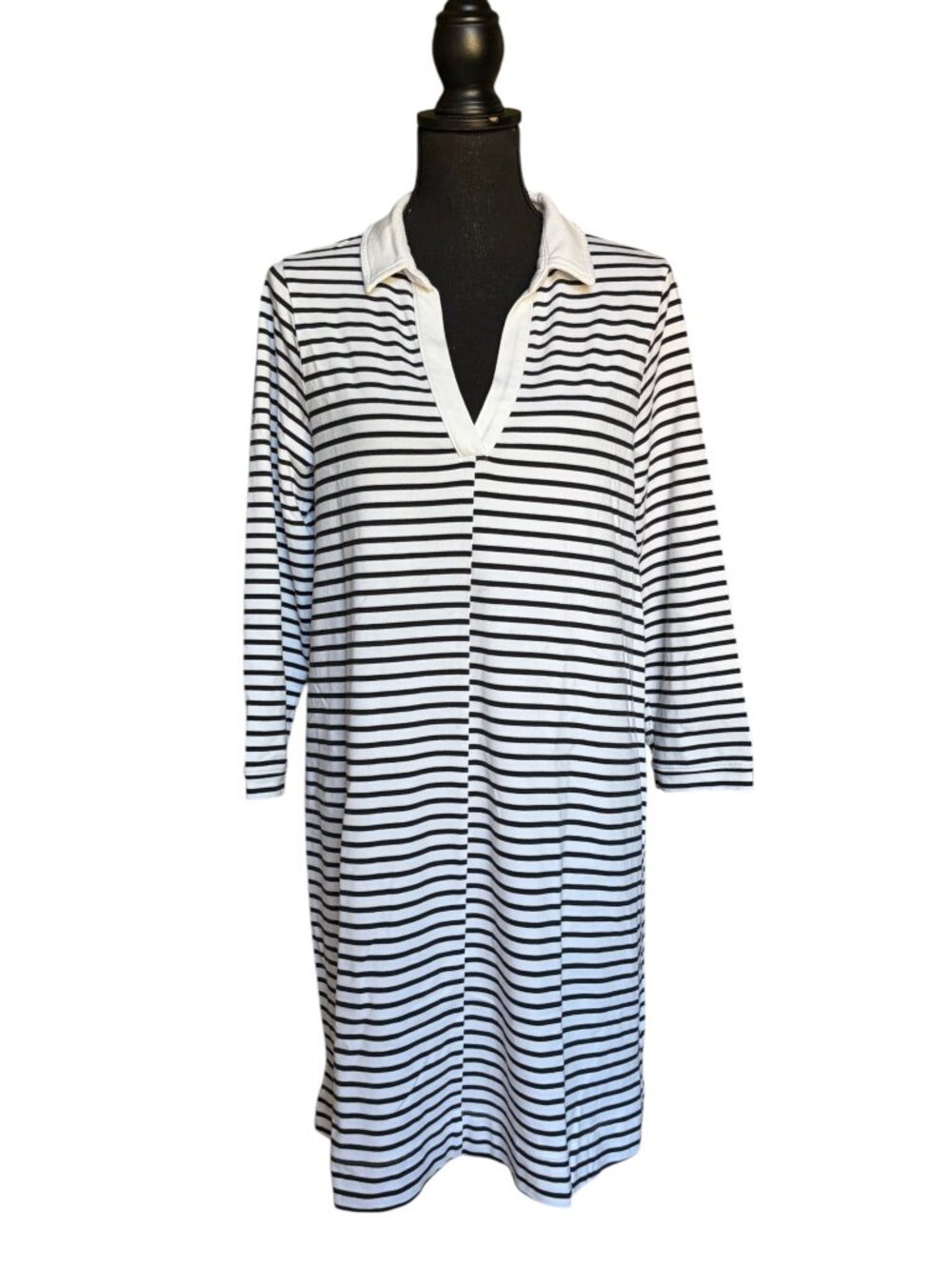 Vineyard Vines Polo Dress (Black & White Striped) - Large